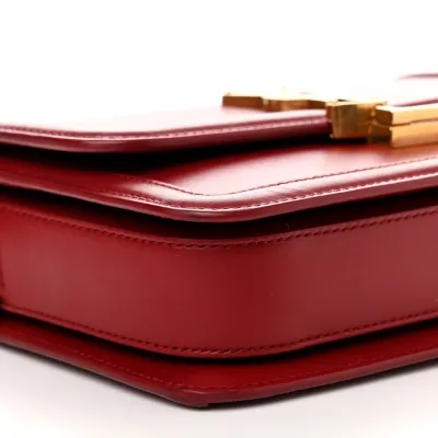 Saint Laurent Medium Solferino Satchel Rouge Opyum Monogram Box Calfskin Leather Brass Hardware