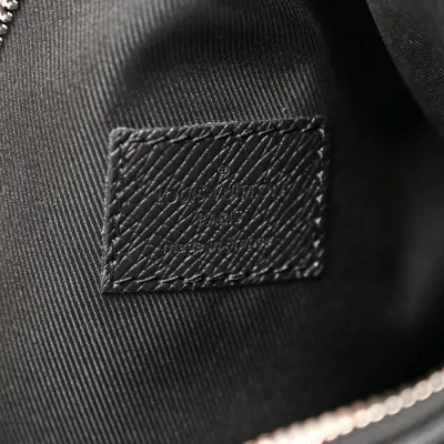 Louis Vuitton Duo Slingbag MM Black Taigarama Leather Silver Hardware