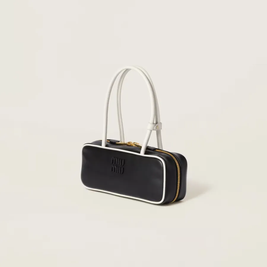 Miu Miu Calfskin Leather Beau Black Top-Handle Bags