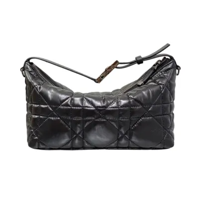 Dior Small D-Journey Bag in Black Macrocannage Lambskin Gold Hardware