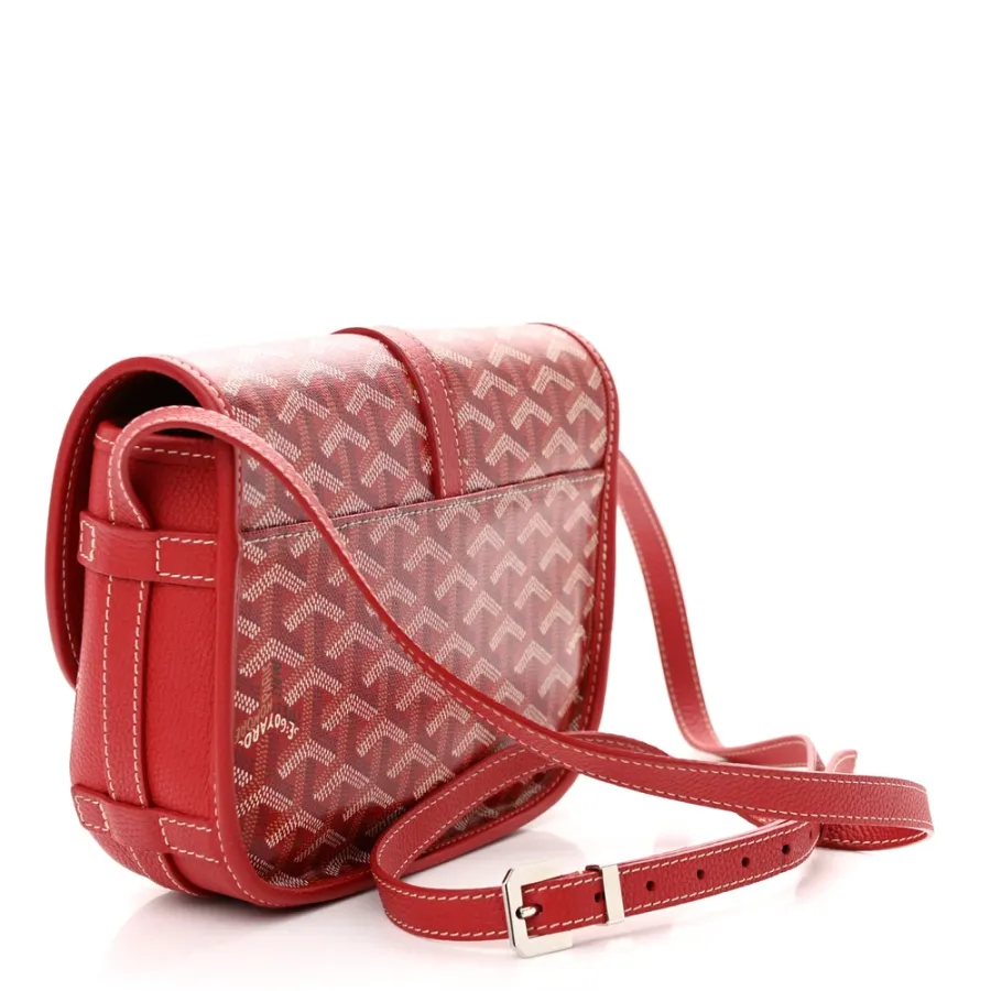 Goyard Belvedere II PM Messenger Bag Red Goyardine Canvas Silver Hardware