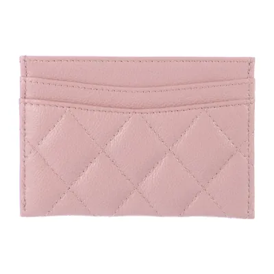 Chanel Small Card Holder Pink Quilted Leather Silver Hardware