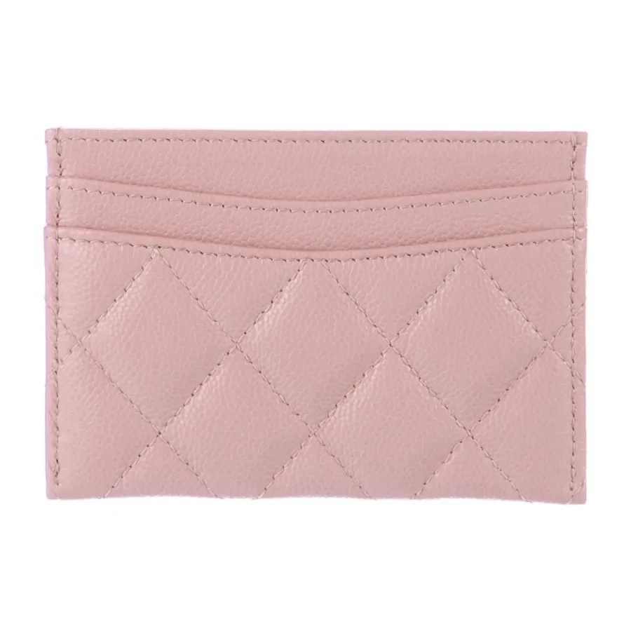 Chanel Small Card Holder Pink Quilted Leather Silver Hardware