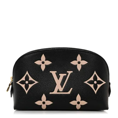 Louis Vuitton Cosmetic Pouch BB Black/Beige Giant Monogram Empreinte Leather