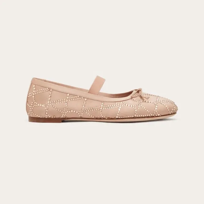 VALENTINO V logo ballet flats with imitation crystal trim
