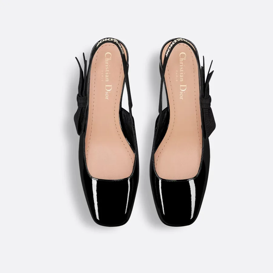 Dior black bow with thick heels and square heads high heels shoes