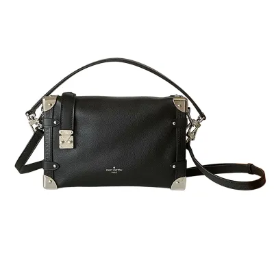 Louis Vuitton Side Trunk MM Black/Beige Calfskin Leather Gold/Silver/Black Hardware