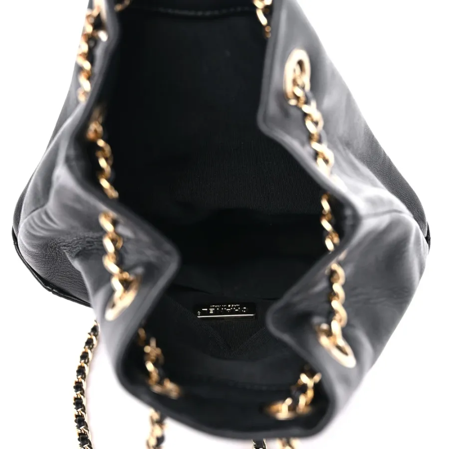Chanel In Seoul Backpack Small Black Quilted Lambskin Leather Light Gold Hardware
