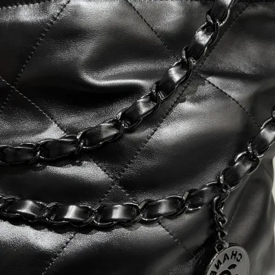 Chanel 22bags Black Black Buckle / Black Silver Buckle Shoulder Bags