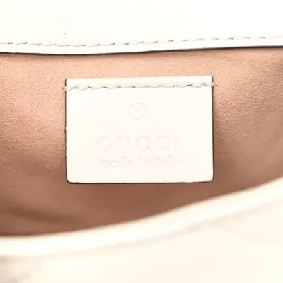Gucci Mini GG Marmont Shoulder Bag White Calfskin Matelassé Super Leather Aged Gold Hardware