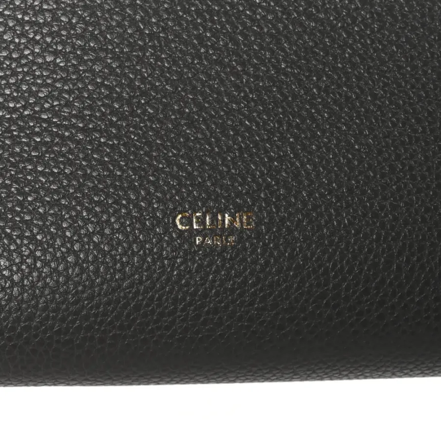 Celine Small Sangle Bucket Bag Kohl Soft Grained Calfskin Leather Gold Hardware