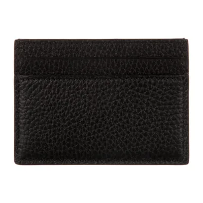 Gucci Small Card Holder Black Vitello Daino Leather Silver Hardware
