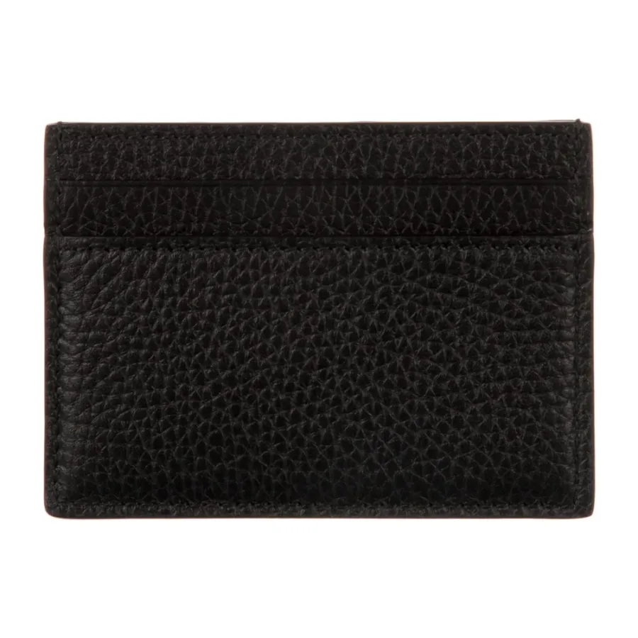 Gucci Small Card Holder Black Vitello Daino Leather Silver Hardware