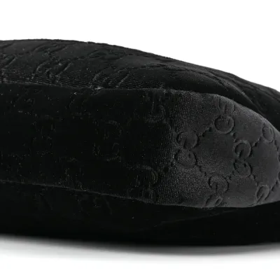 Gucci Small Jackie 1961 Hobo Black GG Monogram Velvet Silver Hardware