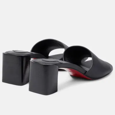 Christian Louboutin Black embossed leather Muller shoes high-heeled slippers