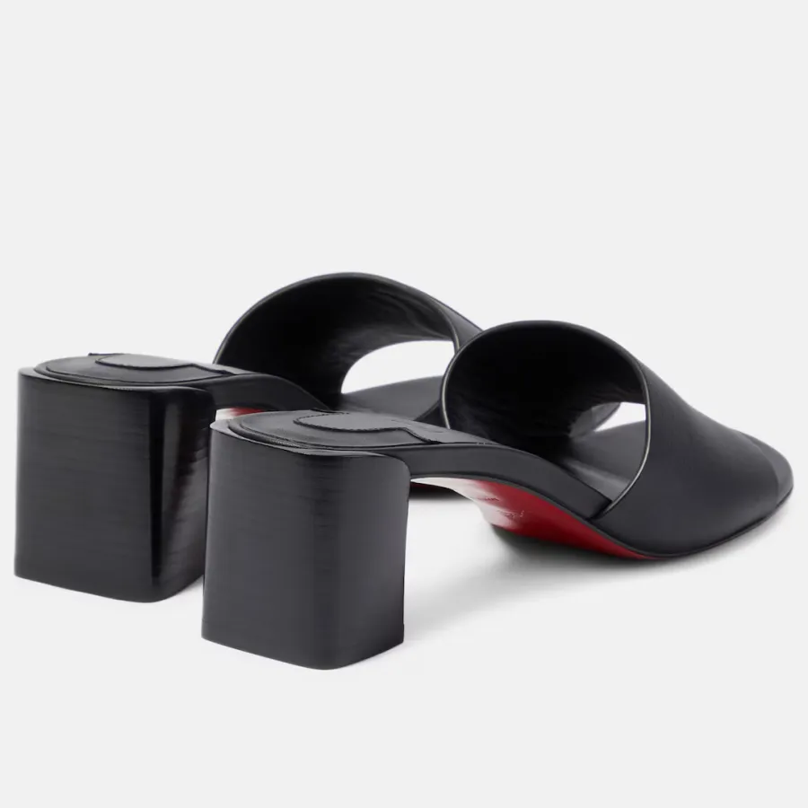 Christian Louboutin Black embossed leather Muller shoes high-heeled slippers