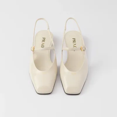 PRADA Patent paint leather Flat Shoes white Ballet Shoes