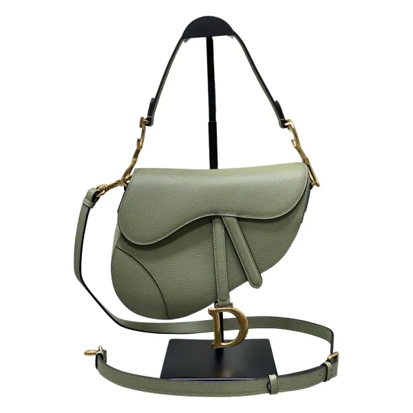 Dior Medium Saddle Bag With Strap Blue Denim Dior Oblique Jacquard/Powder Pink/Stone Gray/Cedar Green/Blue Grained Calfskin Gold Hardware - Image 8