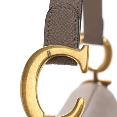 Dior Medium Saddle Bag Warm Taupe Grained Calfskin Leather Gold Hardware