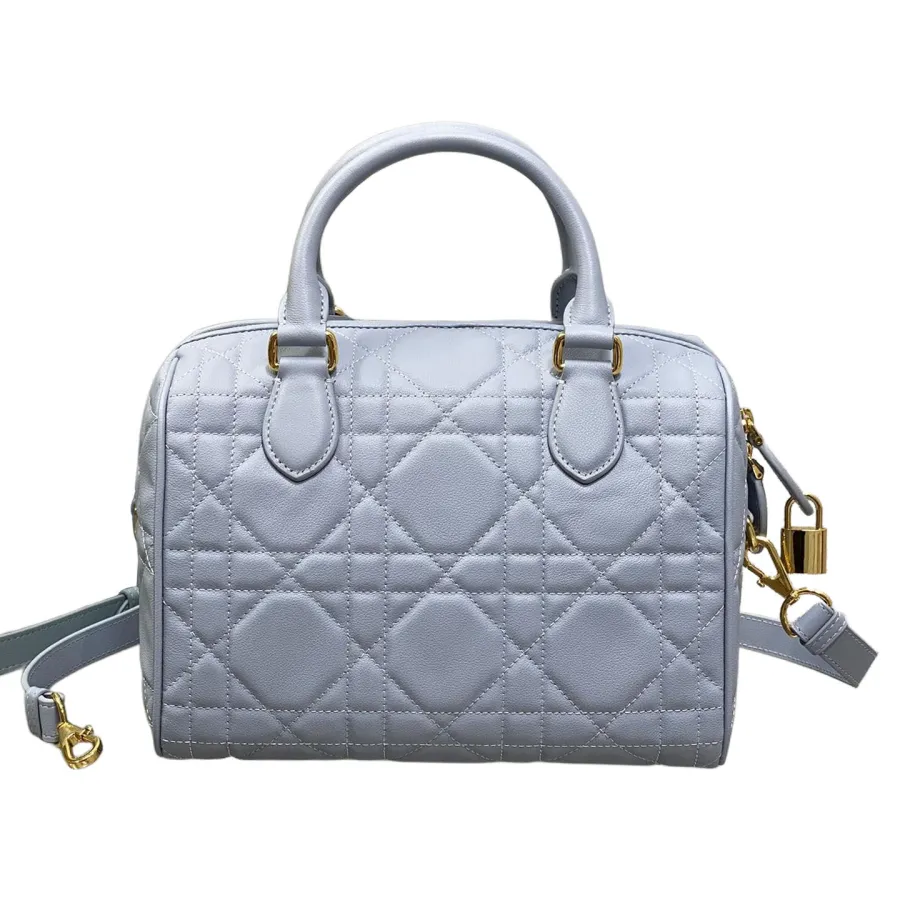 Dior Groove 25 Bag In Ice Blue/White/Pink/Biscuit/Black Macrocannage Calfskin With Gold Hardware