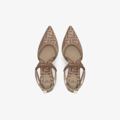 FENDI Cotton medium heels in pigeon grey