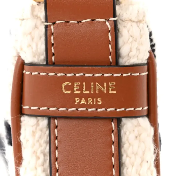Celine Medium Ava Shoulder Bag White/Black Textile Gold Hardware - Image 2