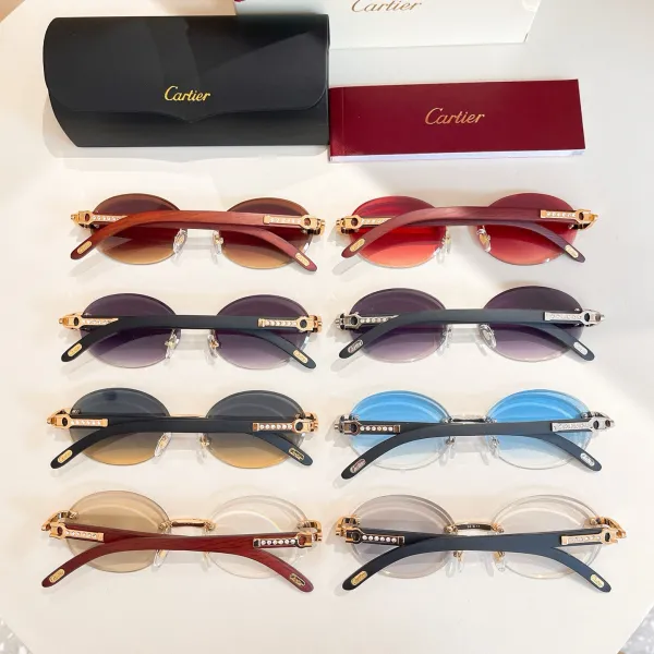 Cartier square frame glasses blue/black gold/purple gold/brown/red/purple silver/transparent purple/transparent brown color Size 58口15-135 - Image 9