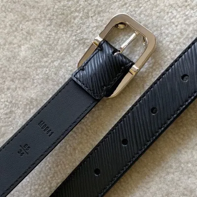 Louis Vuitton Women's Malletier Square Buckle Belt In Black Calfskin With Silver Hardware 25mm
