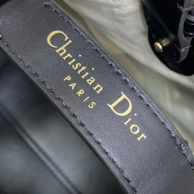 Dior Medium Dior Toujours Bag In White And Black Macrocannage Calfskin With Light Gold Hardware