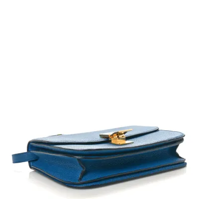 Celine Medium Classic Box Flap Bag Deepsea Goatskin Leather Gold Hardware