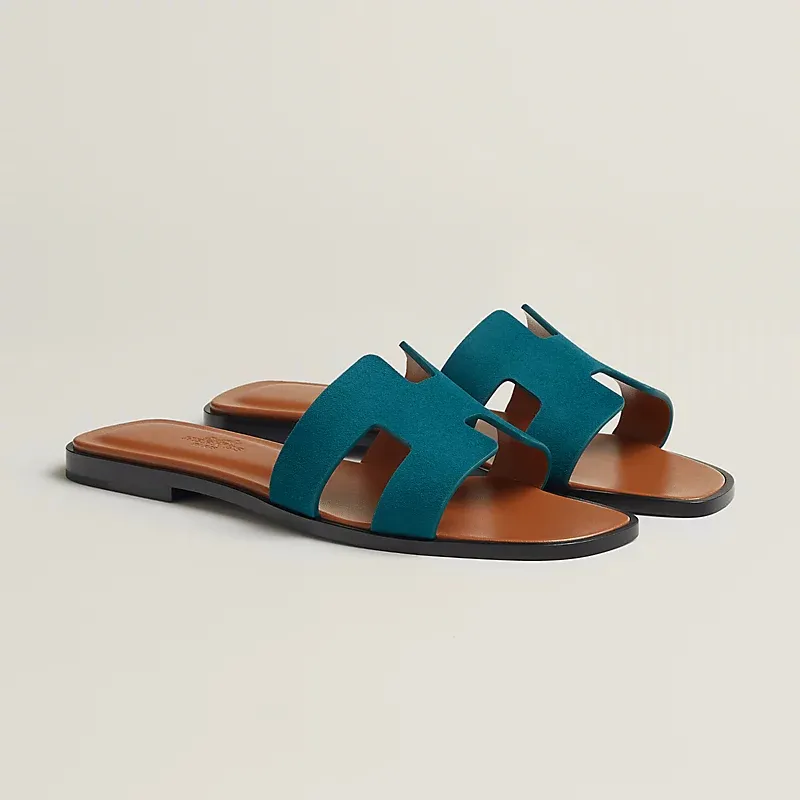 HERMES Oran Deep blue Slippers