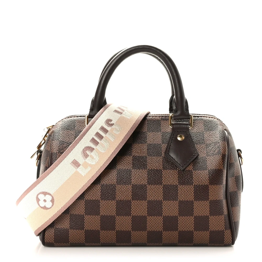 Louis Vuitton Speedy Bandouliere 20 em Canvas Damier Ebene com Ferragens de Latão