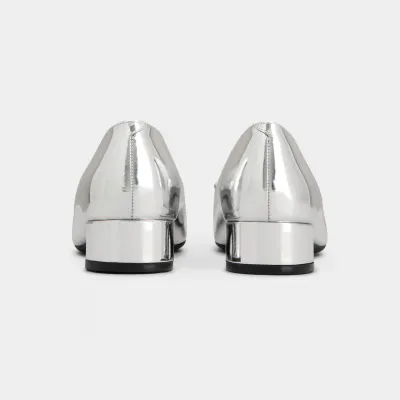 Roger Vivier U Look Ballerinas In Silver Calfskin Leather With Lacquered Buckle (Heel Height 2.5cm)