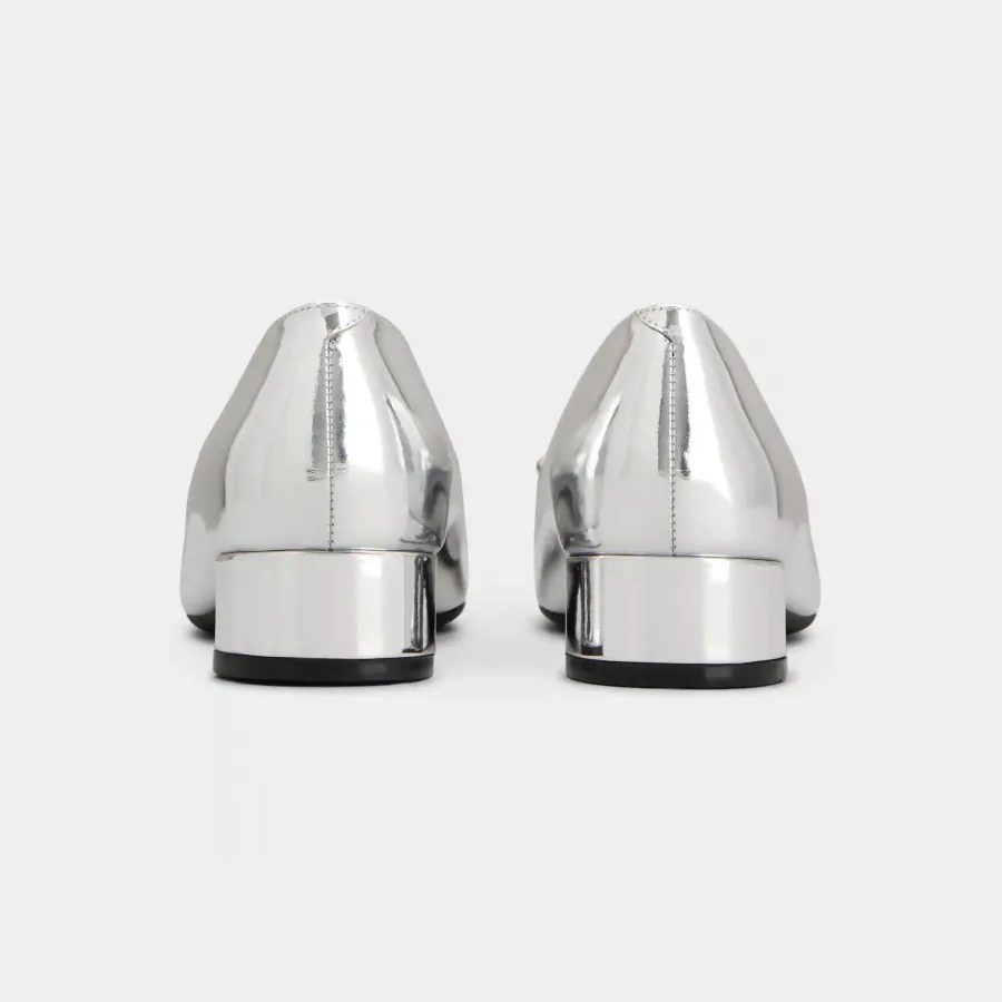 Roger Vivier U Look Ballerinas In Silver Calfskin Leather With Lacquered Buckle (Heel Height 2.5cm)