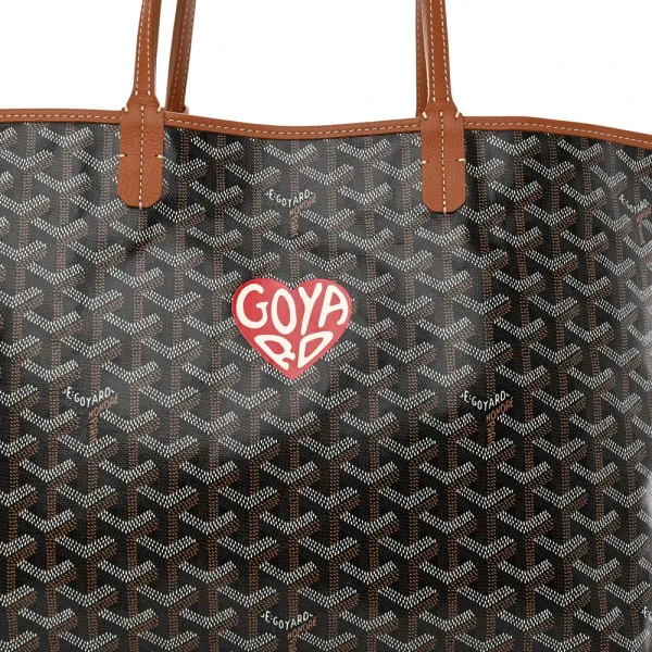 Goyard Saint Louis Tote PM Black/Gold Goyardine Canvas - Image 7