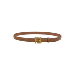Fendi Women's FF Squared Buckle Belt In Black/Brown/Grey/Beige/White Calfskin With Gold Hardware 20mm