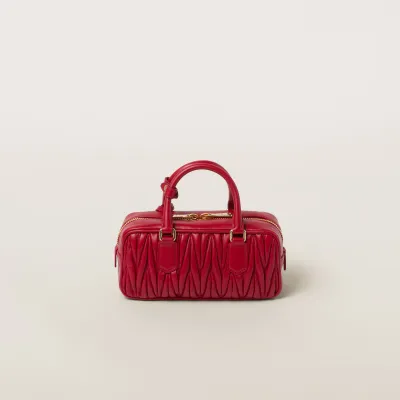 Miu Miu Arcadie matelassé Quilted Lambskin Leather Red Top-Handle Bags