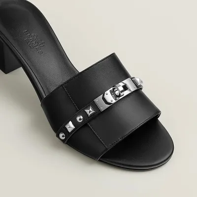 HERMES Gigi High Heels Sandal High-heeled slippers Black Slippers