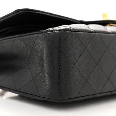 Chanel Double Flap Caviar Black Designer Handbags