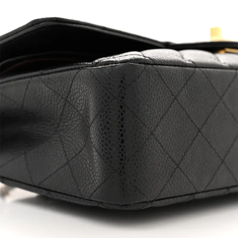 Chanel Double Flap Caviar Black Designer Handbags