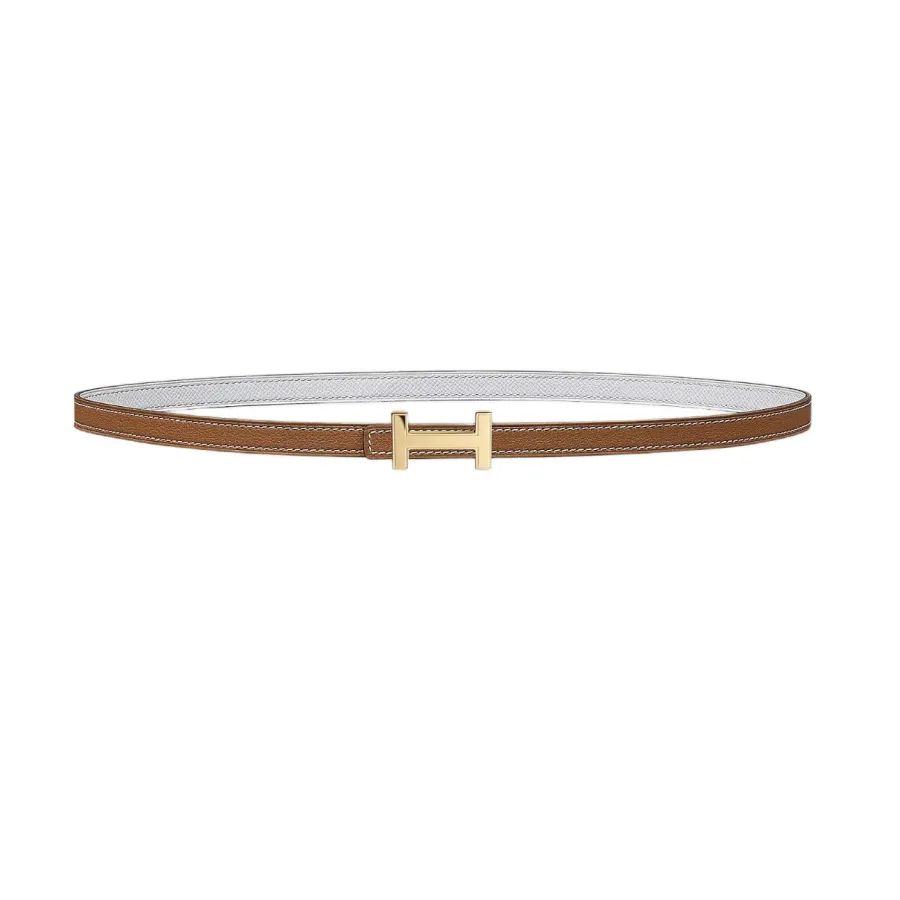 Hermès Women' s Focus H Buckle Belt In Brown/Black/Orange/White/Etoupe Calfskin With Gold/Silver Hardware 13mm