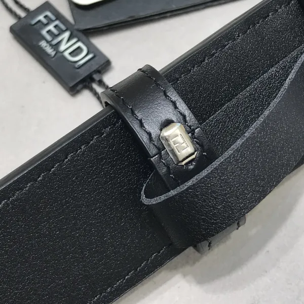 Fendi Men's FF Buckle Belt In Black/White FF Canvas With Gold/Silver Hardware 35mm - Image 6