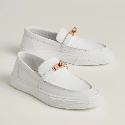 HERMES Game White Loafers