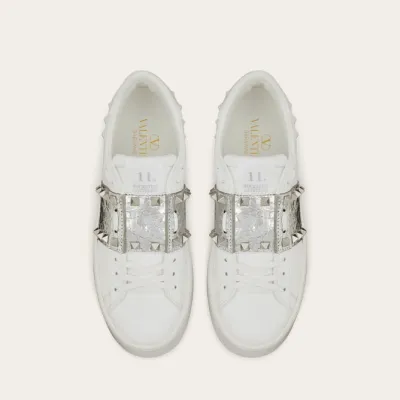 VALENTINO Women's calfskin and metallic platform sneakers