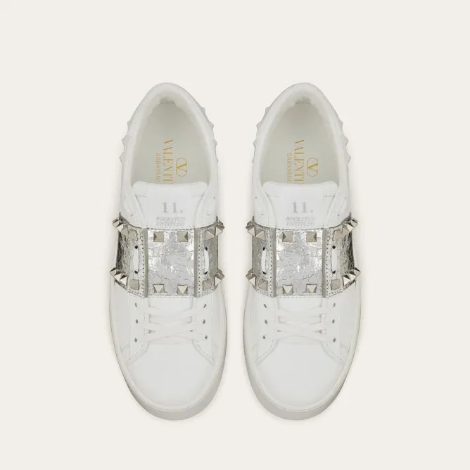 VALENTINO Women's calfskin and metallic platform sneakers