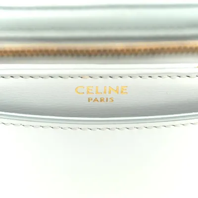 Celine Small Besace Clea Triomphe Bag Blue/Grey Shiny Calfskin Leather Gold Hardware