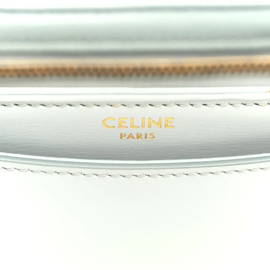 Celine Small Besace Clea Triomphe Bag Blue/Grey Shiny Calfskin Leather Gold Hardware