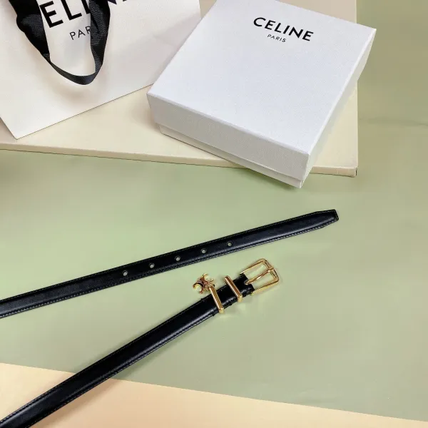 Celine Elegant Charm Belt In White/Black/Pink/Champagne Gold/Brown Taurillon Leather With Gold Hardware 18mm - Image 9
