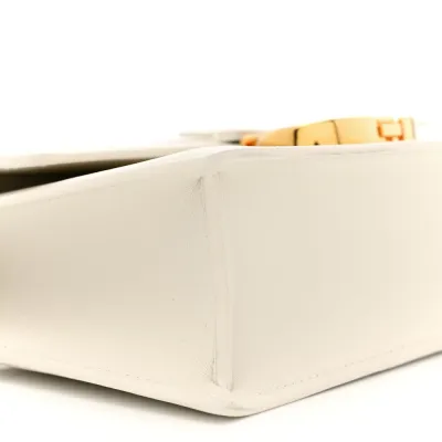 Dior Small Montaigne 30 East-West Chain Flap Bag Off White Grained Calfskin Leather Gold Hardware