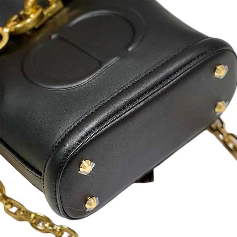 Dior Small C'est Dior Bag In Black/Brown CD-Embossed Calfskin With Gold Hardware